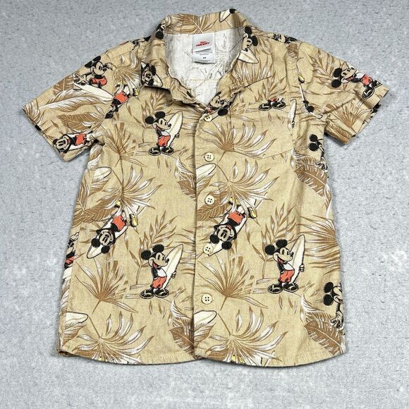 Disney Mickey Mouse Shirt Kids Boys 5T Mickey Mouse Linen Blended Button Down - Picture 1 of 11